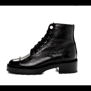 Chanel pearl embellished combat boots